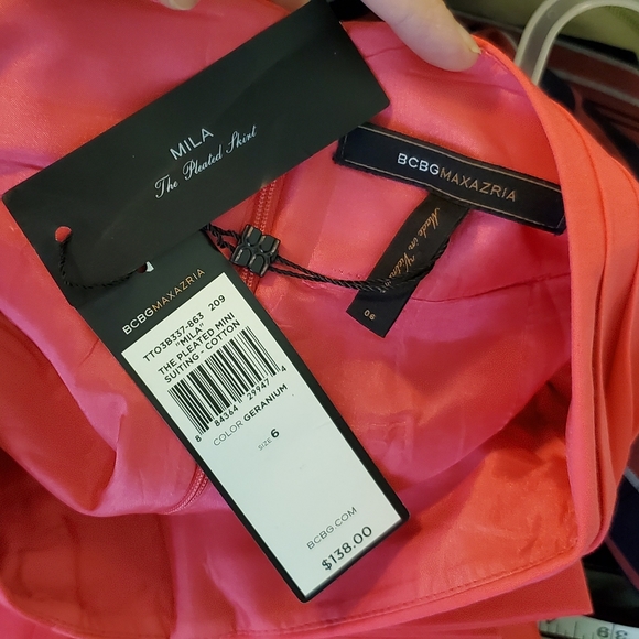 BCBGMAXAZRIA Pink Half Bow Mila The Pleated Skirt - Picture 10 of 11